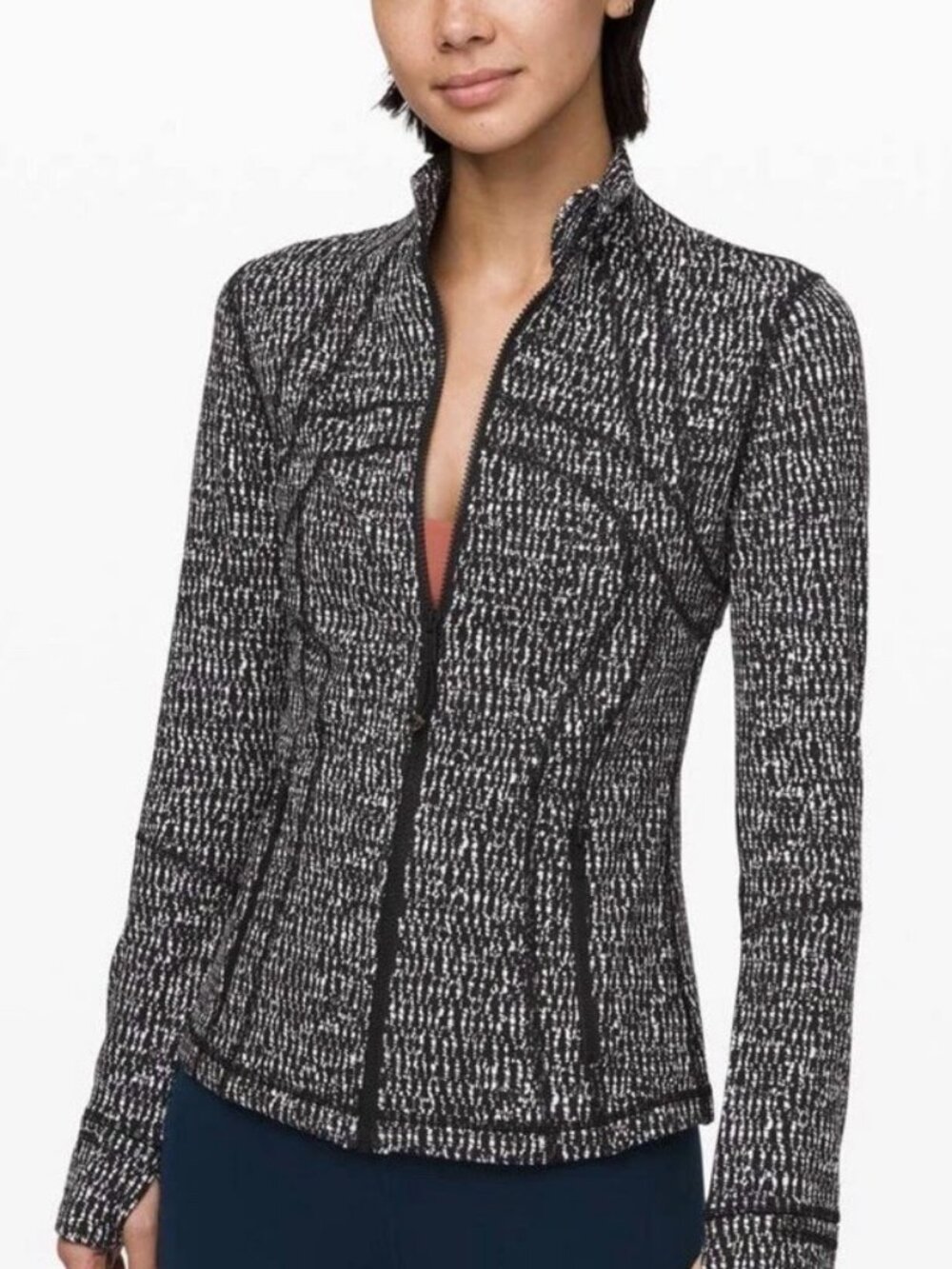 Lululemon Define Jacket in Knotted Jacquard Black White